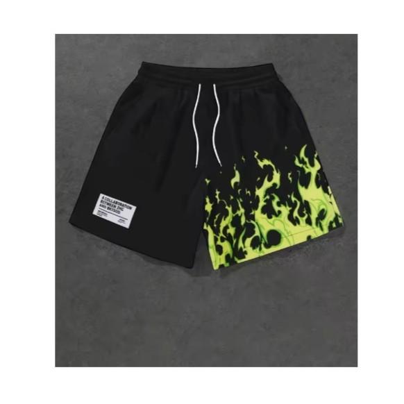 Shorts Fire Flame Pink Green 3D Print Training Muay Thai Kickboxing Boxing MMA Unisex Sport Gym Fitness Workout Quick Dry Elastic Waist