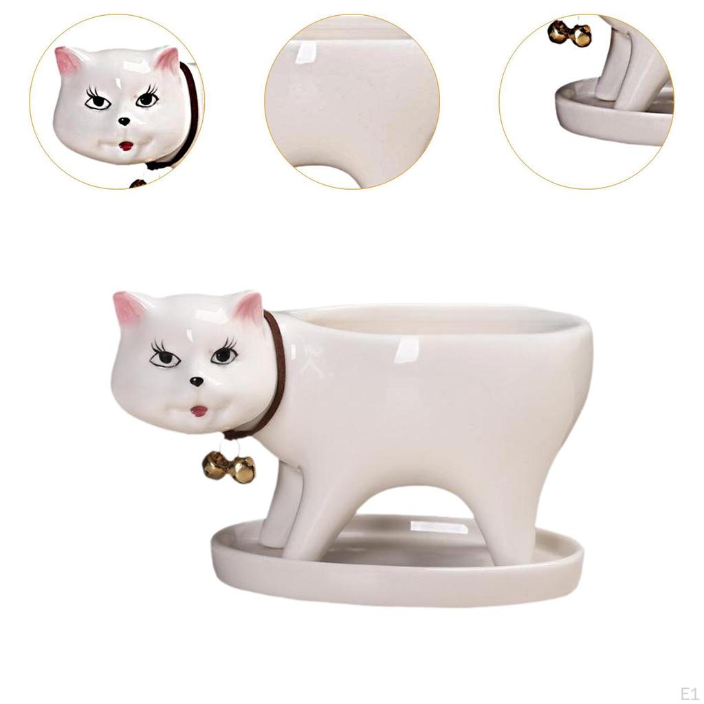 Cat Shape Planter Cartoon Flower Pot Bonsai Ornament Cute Kitten Flowerpot for Indoor and