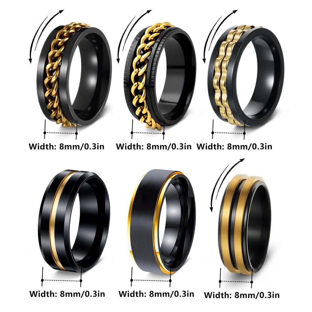 Schwarz Gold Titanstahl Mode Ring - Trendiger Edelstahl Schmuck
