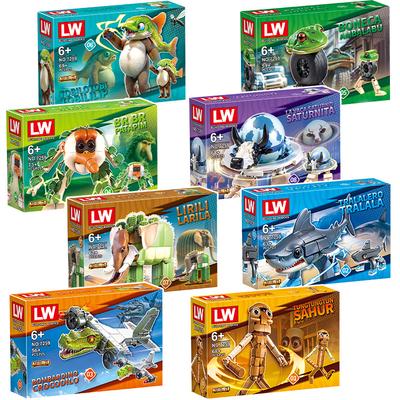 Animali Brainrot Italiani Tung Tung Tung Sahur Blocchi da Costruzione Tralalelo Tralala Squalo Mattoncini Giocattolo Regalo per Bambini Bambini Scatola Cieca