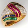 European and American Fashion Color Inlaid Zircon Wide Face Women's Ring,  Heavy Industry Holiday Accessory Gift