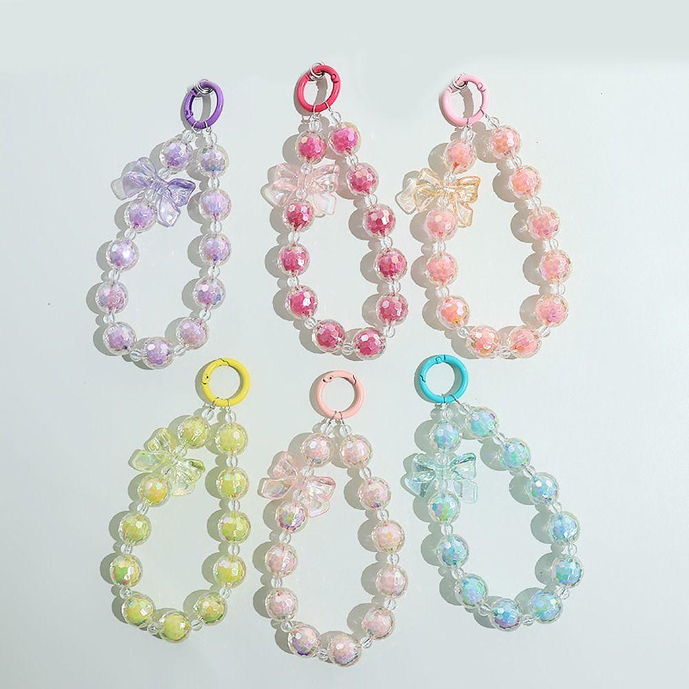 

Colored Beaded Phone Chain Bracelet Anti-Lost Mobile Chain Lanyard Charm Rope Choker жовтий