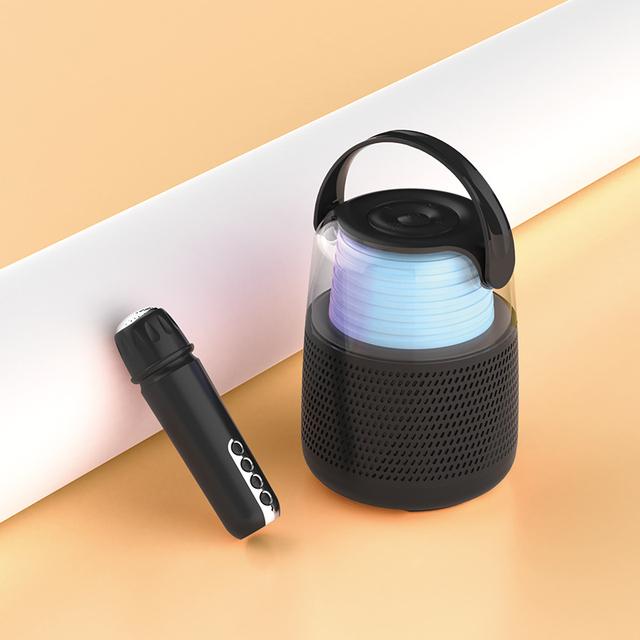 Barevná světla Domácí reproduktor Mini Karaoke Machine Dětský Přenosný Bluetooth reproduktor s bezdrátovým mikrofonem Rodinný reproduktor