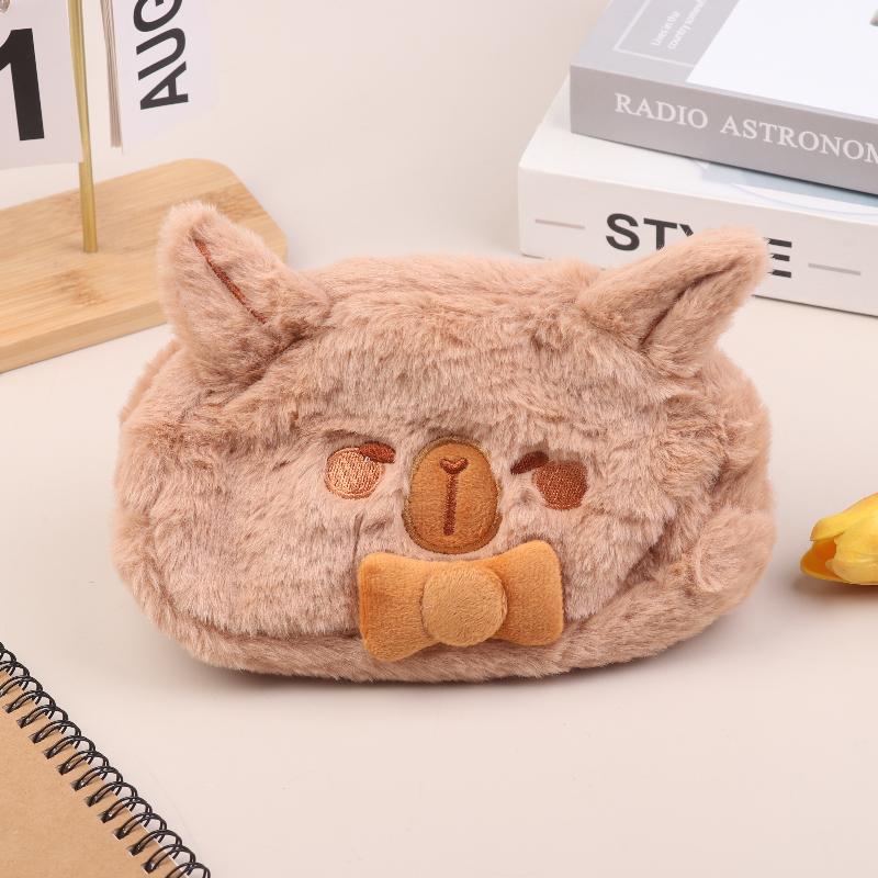 

Милый мультяшный плюшевый пенал с изображением животного, большая вместимость, сумка для хранения канцелярских принадлежностей, милая плюшевая косметичка, рождественские подарки на день рождения