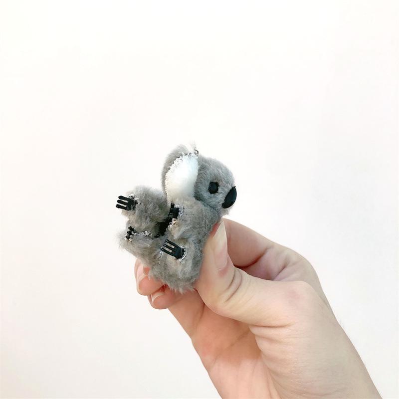 3D Plush Koala Hair Clip - Cute Cartoon Fur Bangs Claw Clip for Women