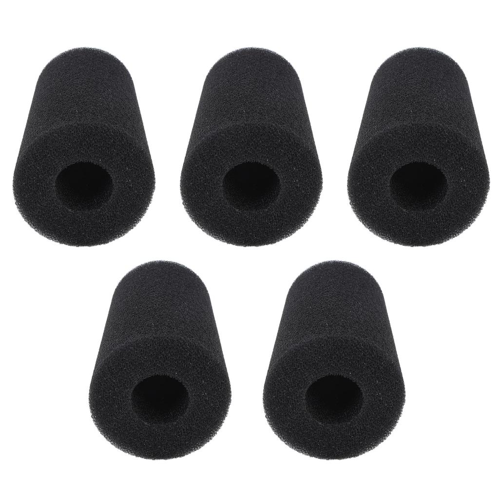 5PCS Pool Filter Sponge PU Sponge Black Reusable Washable Cylindrical Simming Pool Filter Foam for Pool Pump