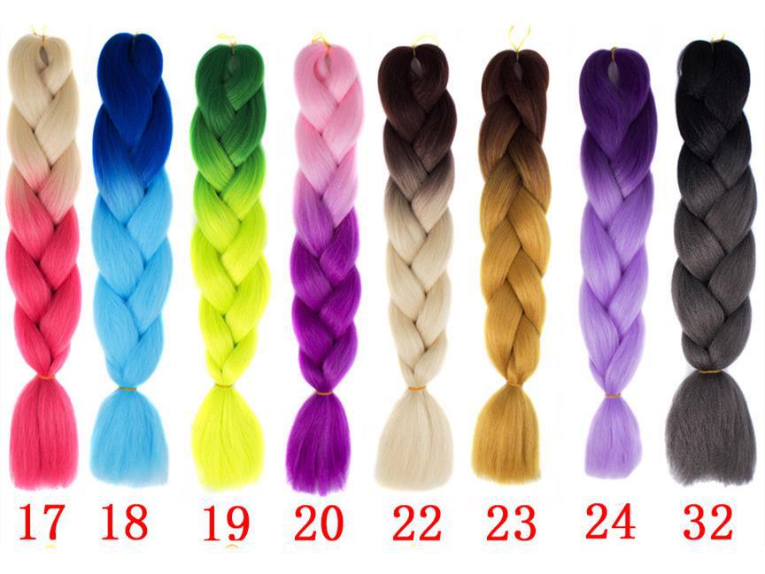 Africká monochromatická gradientní copánková paruka - Vlasový příčesek z chemických vláken