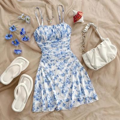 Robe d'été pour femme, à la mode et sexy, robe de vacances à bretelles dos nu, robe de plage