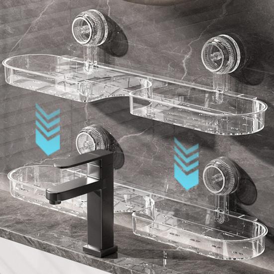 2Pcs Suction Cup Storage Holder Shower Shelf Strong Load-bearing Hollow