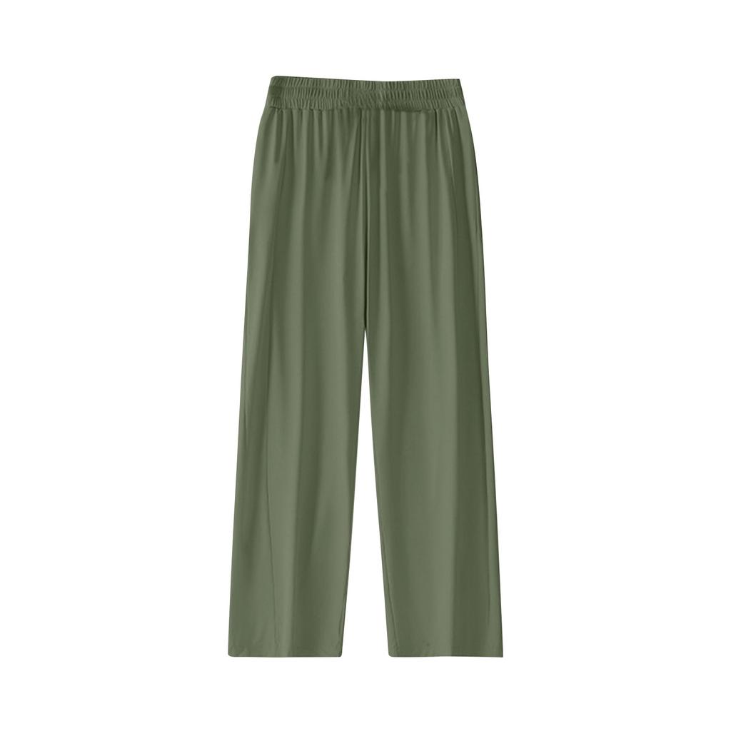 Women's Casual Solid Colour Elastic Waist Straight Casual Pants With Pockets