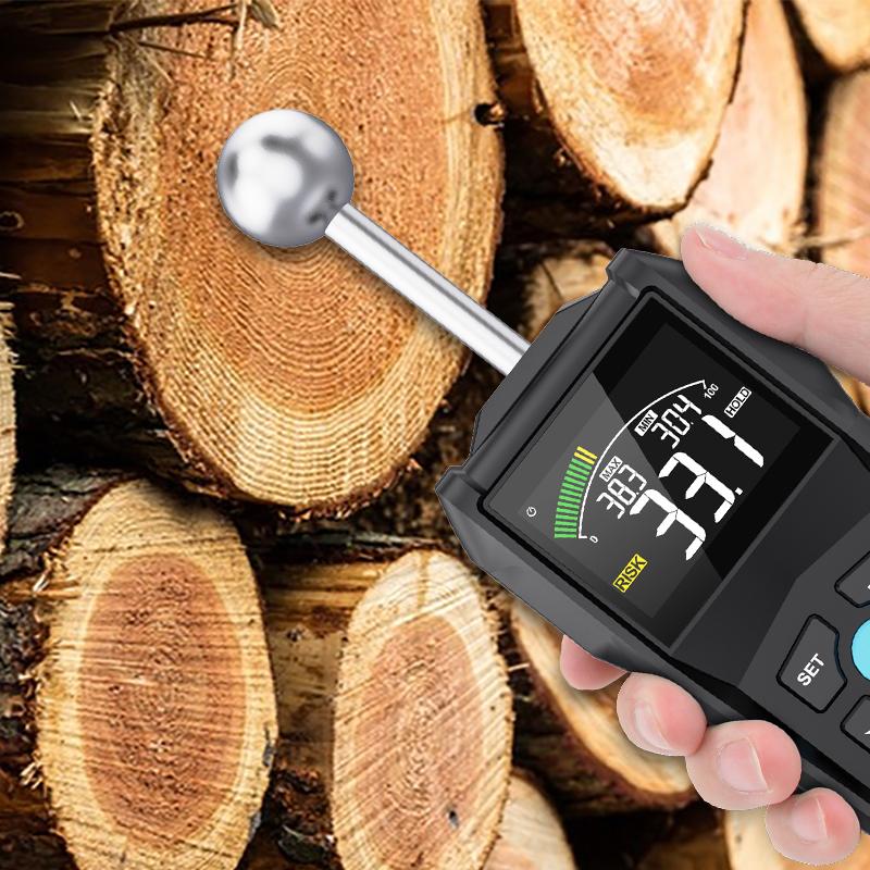 Digital Wood Moisture Meter LCD Screen Hygrometer Non-contact Timber Damp Detector Alarm Humidity Tester Moisture Detector