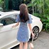 French Retro Slim Fit Hip-Hugging Denim Mini Skirt Dress for Women