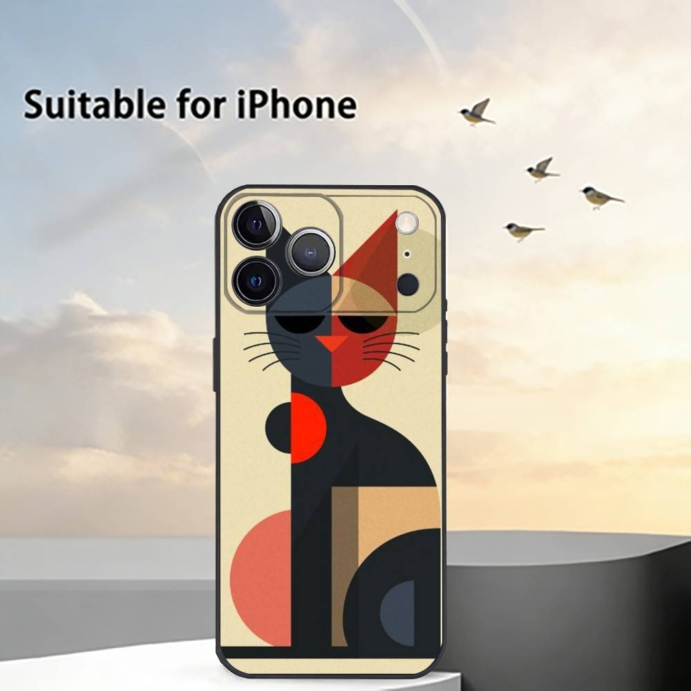 Geometric Bauhaus A-Art Phone Case For iPhone 17,16,15,14,13,12,11 Plus,Pro Max,XS,Soft Silicone Black Cover