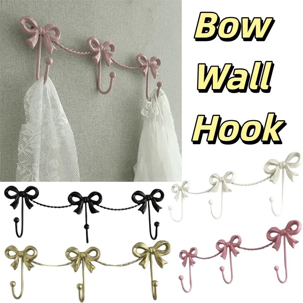 Iron Material Metal Bow Wall Hooks Golden Finish Modern Minimalist Hooks Wall Hook  Home Decor