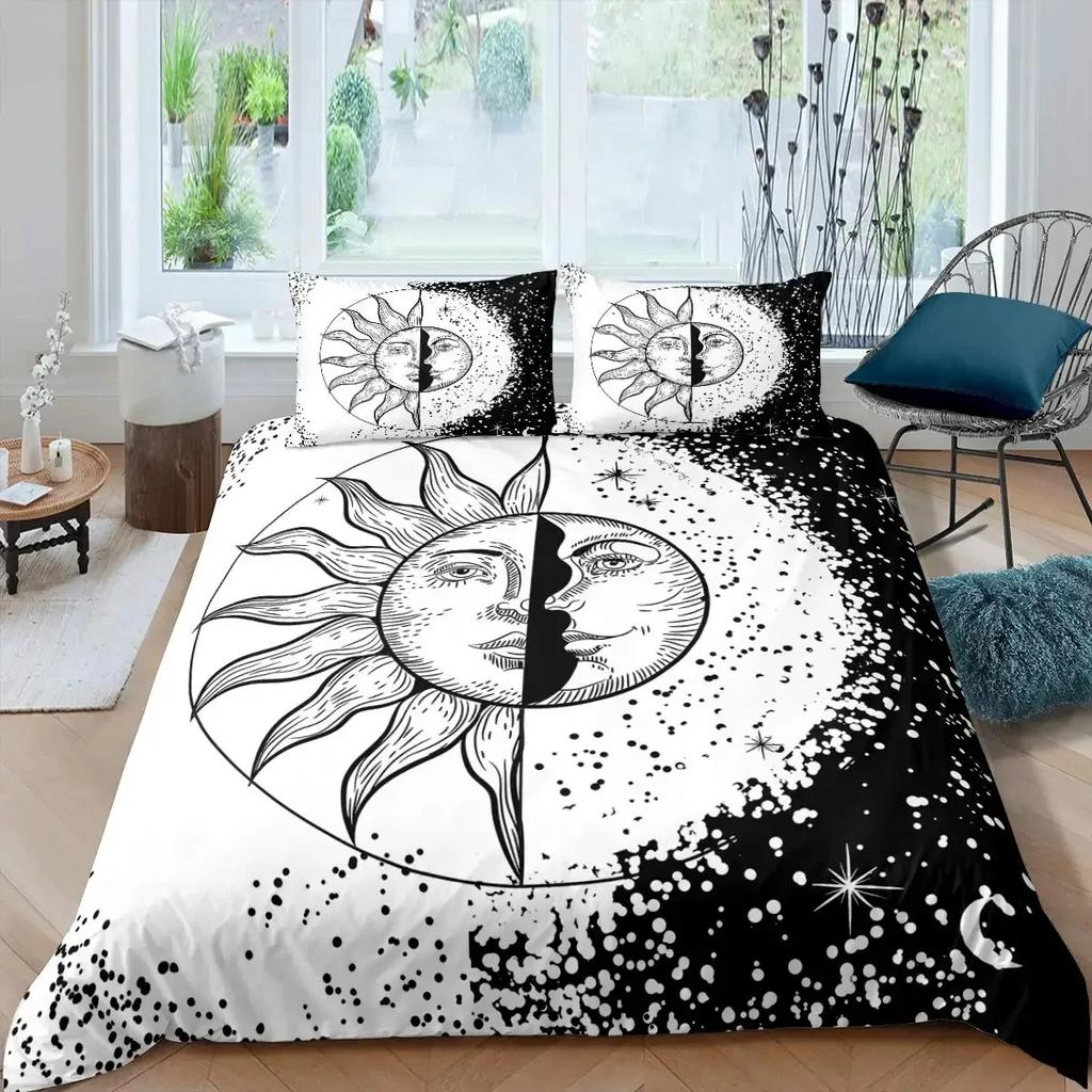 Yin Yang Duvet Cover Set Tiger and Dragon Comforter Cover Set Traditional Gossip Pattern Yin Yang Theme Bedding with Pillowcase