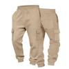 Spring and autumn jacquard checkered jogger pants, casual long pants for men, versatile and stylish multi-pocket trousers