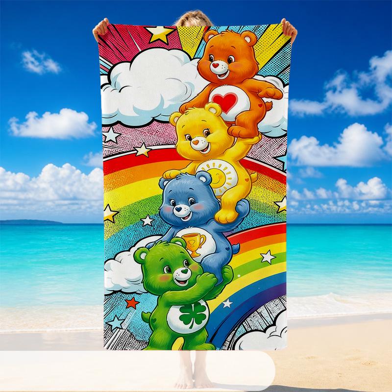 Quick Dry Beach Towel Care Bears Pattern, Lightweight Absorbent Towel for Pool Beach Vacation Use
