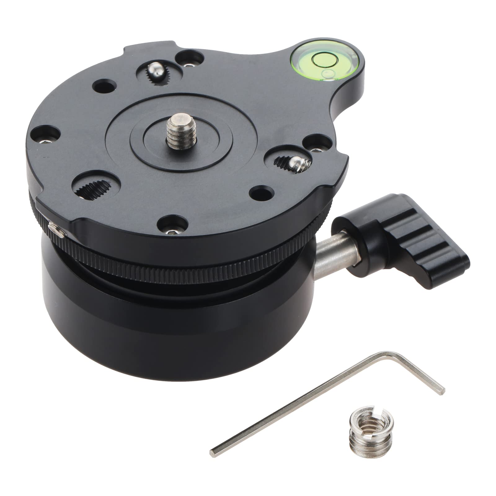 

Leveling Base for Ball Head Half Compatible with Ball and Ball Includes Camera Connection Tripod Connection Size Conversion Screw Adapter to Hex чорний