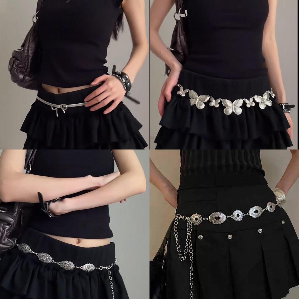 Inspired Vintage Silver Leaf Design Metal Waist Chain For Women Chic Bohemian