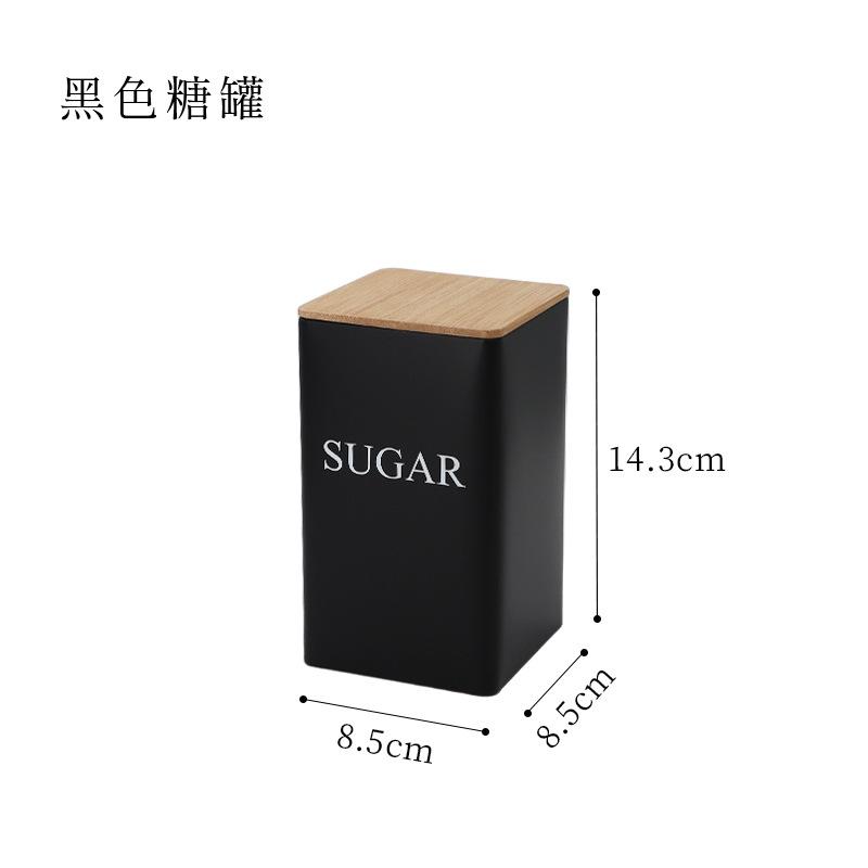 

Creative And Simple Style Bamboo Lid Ironwork Tea Cans Snack Storage Coffee Bean Glass Display Square Cans