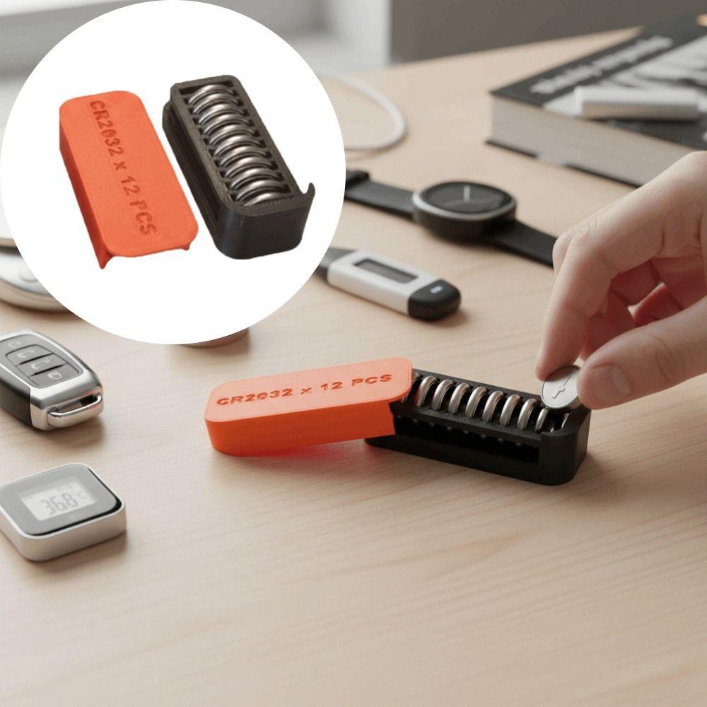 Shockproof Design Button Battery Organizer 12 Pcs Capacity 3D Printed Battery Holder Home Storage
