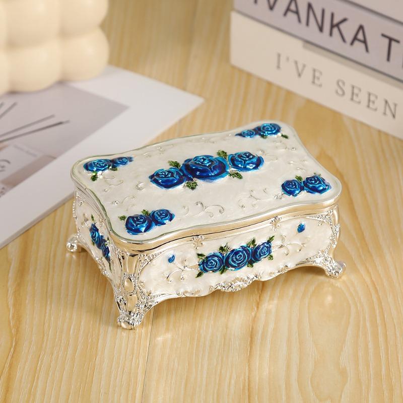 

Rose-shaped Engraved Jewelry Box, Enamel-colored Jewelry Box, Necklace Jewelry, Earrings Storage Box 9