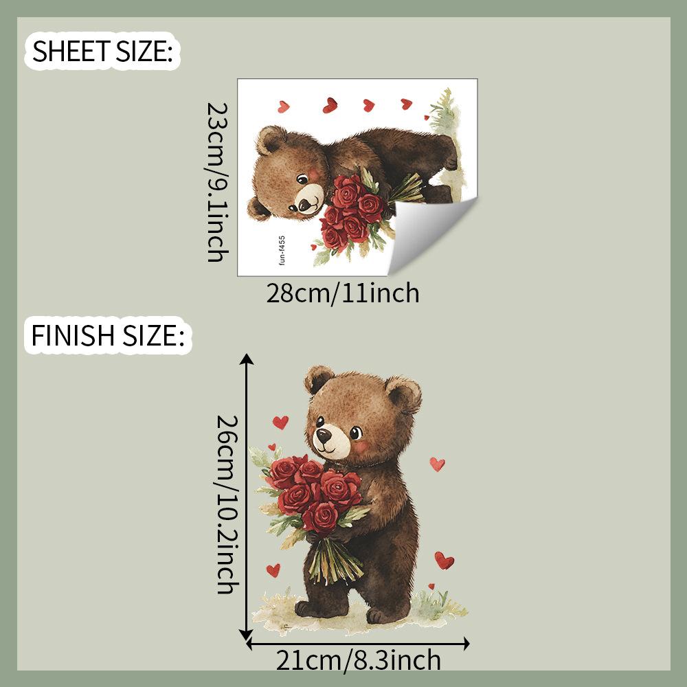 

День святого Валентина Роза Милый медведь Спальня Гостиная Дом Фон Благоустройство и украшение Наклейки на стену