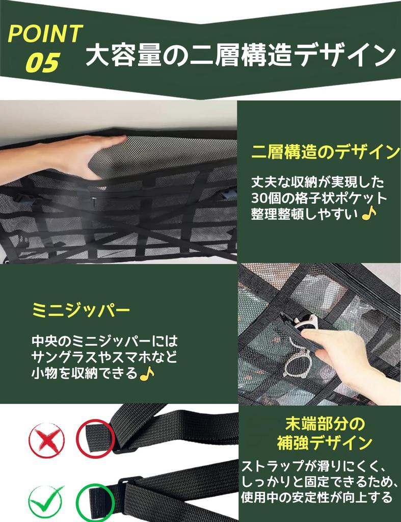 LIUSHUYAN 2025 Advanced Cross Structure Car Roof Easy Double Zipper and Buckle Medium Size X 53 Net, Anti-Sagging, Two-Layer, Installation, Fastening,