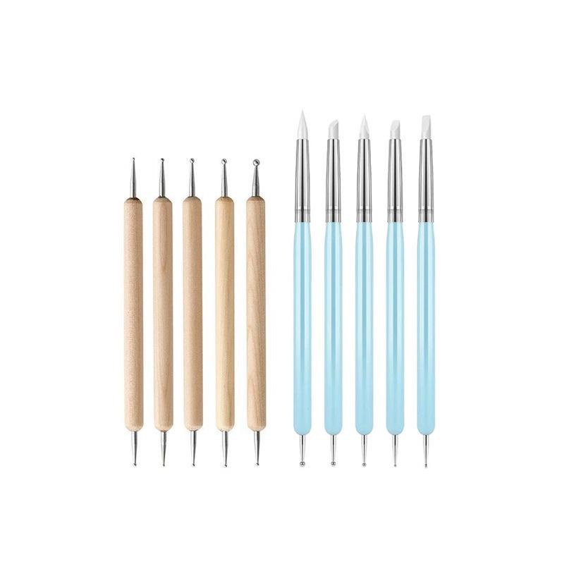 Dual-Ended Nail Art Dotting Pen & Wax Pencil Set - 5 Pieces