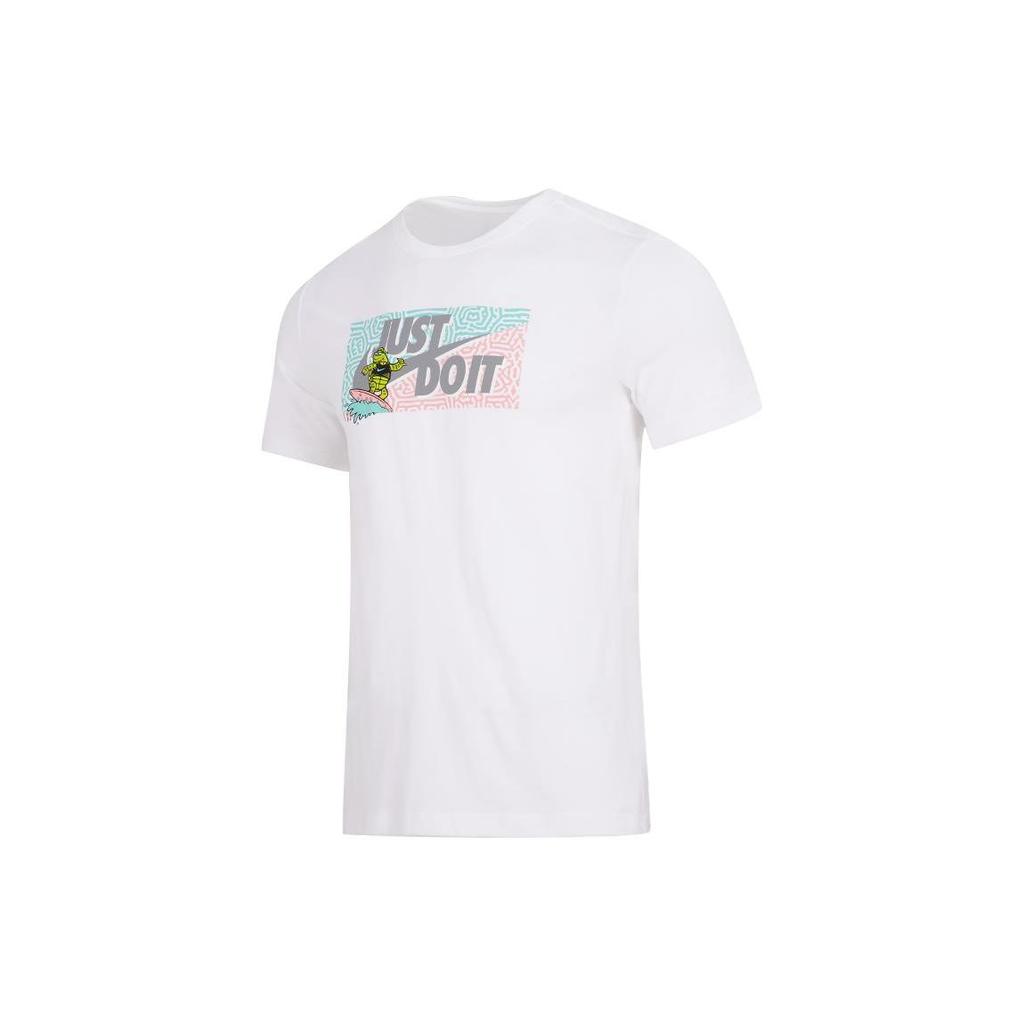 Nike Square Logo Cartoon Print Round Neck Casual Short Sleeve T-Shirt Men Tops White DQ1088-100