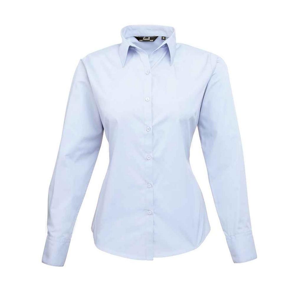 Premier Womens/Ladies Poplin Long-Sleeved Blouse