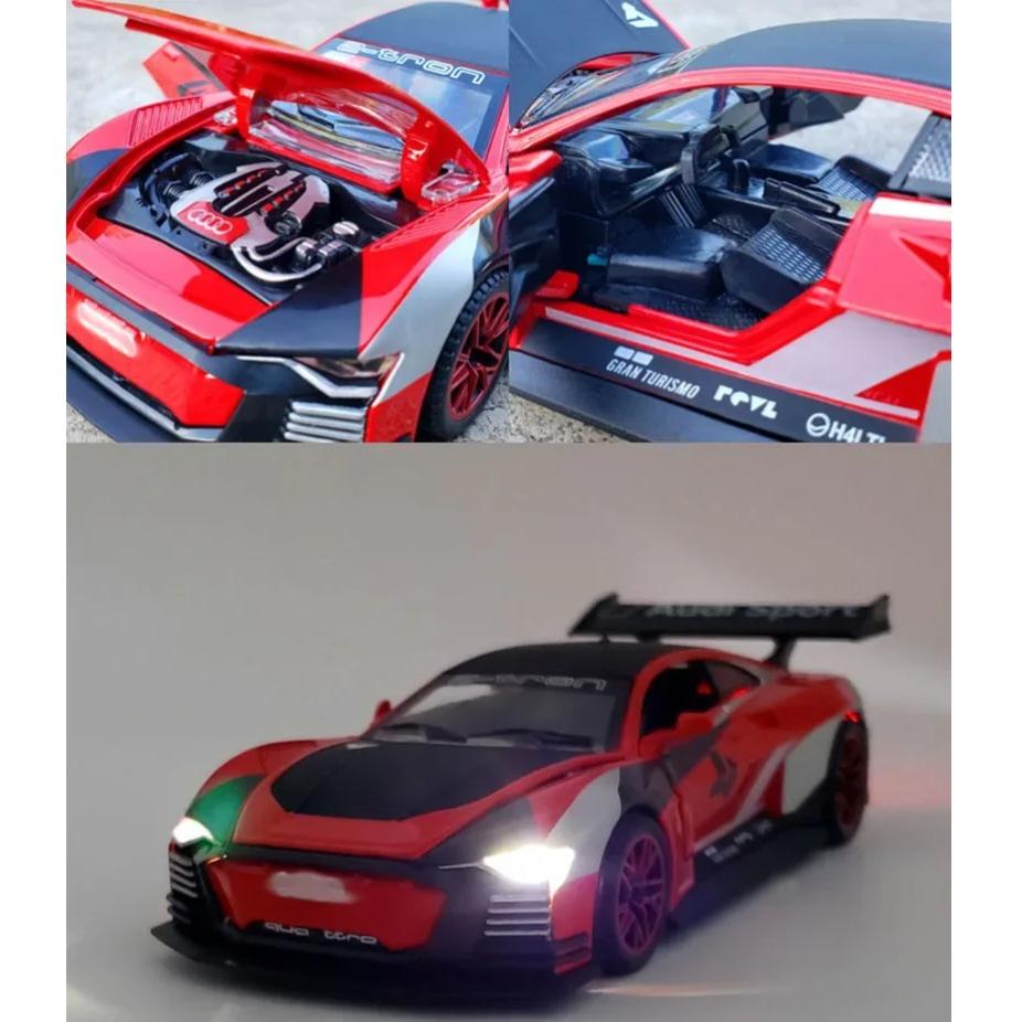 1/32 Scale Alloy E-tron Concept Racing Car Model Toy Die Cast Pull Back Sound Light Sports Vehicle Toys for Gifts