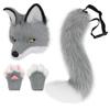 Halloween Party Plush Simulated Fox Tail Half-Face Mask and Animal Claw Glove Set cos Props