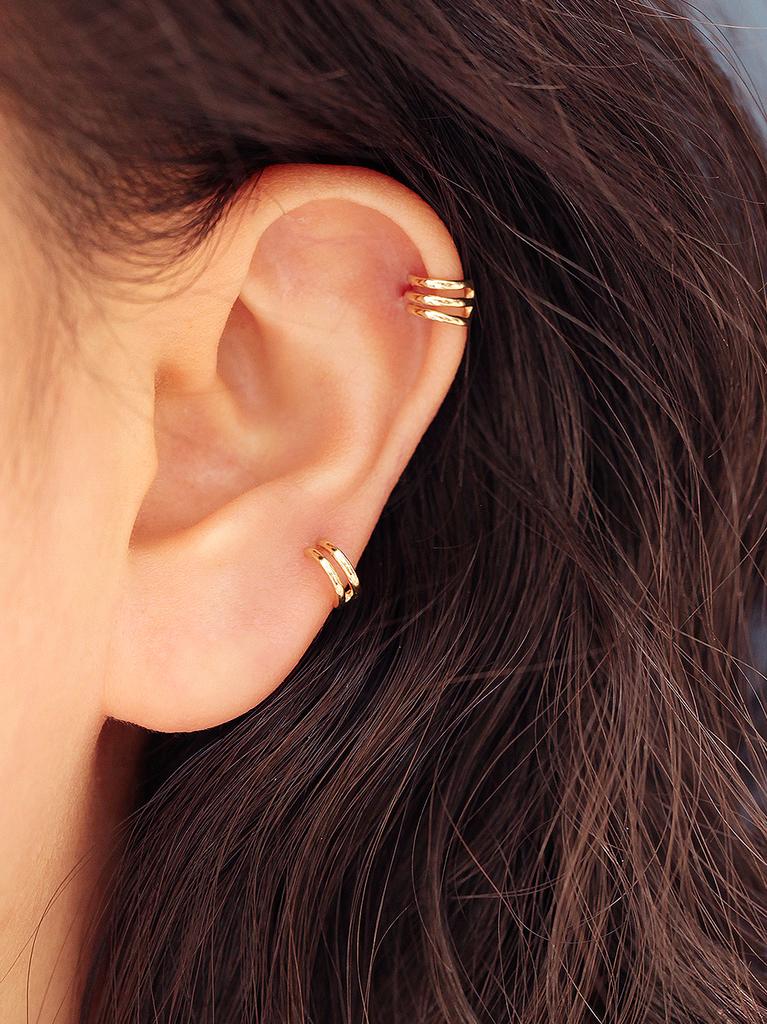 Minimalpiercing 14K Double Or Triple Ring Piercing Earrings S, M