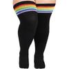 Knitted Thigh High Socks Plus Size Leg Warmer Rainbow Striped Tube Socks  Thick Thighs