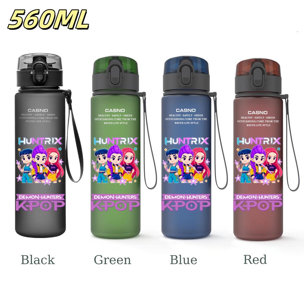 560ML KPop Demon Hunters Plastic Cartoon Pattern Water Cup Tall Superior Quality Children Outdoor Sports Drinking Water Bottle Birth Date Present
