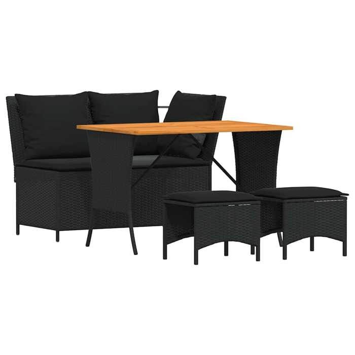 VidaXL 4-piece Garden Dining Set with Black Cushions, Outdoor Dining Set, Garden Dining Furniture, Table 4104132
