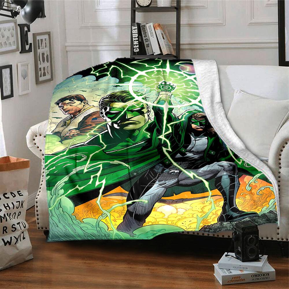 1pc Green Lantern Corps Blanket Polyester Fiber, All Season Comfort for Sofa, Bed, Office, Car, Camping Ideal Home Decor & Gift, Office Comfort