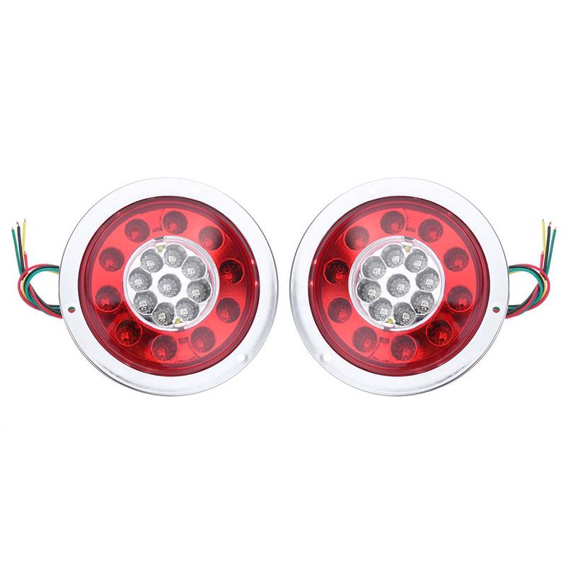 2pcs Round 19LED Truck Trailer Lorry Stop Turn Tail Brake Light Side Marker