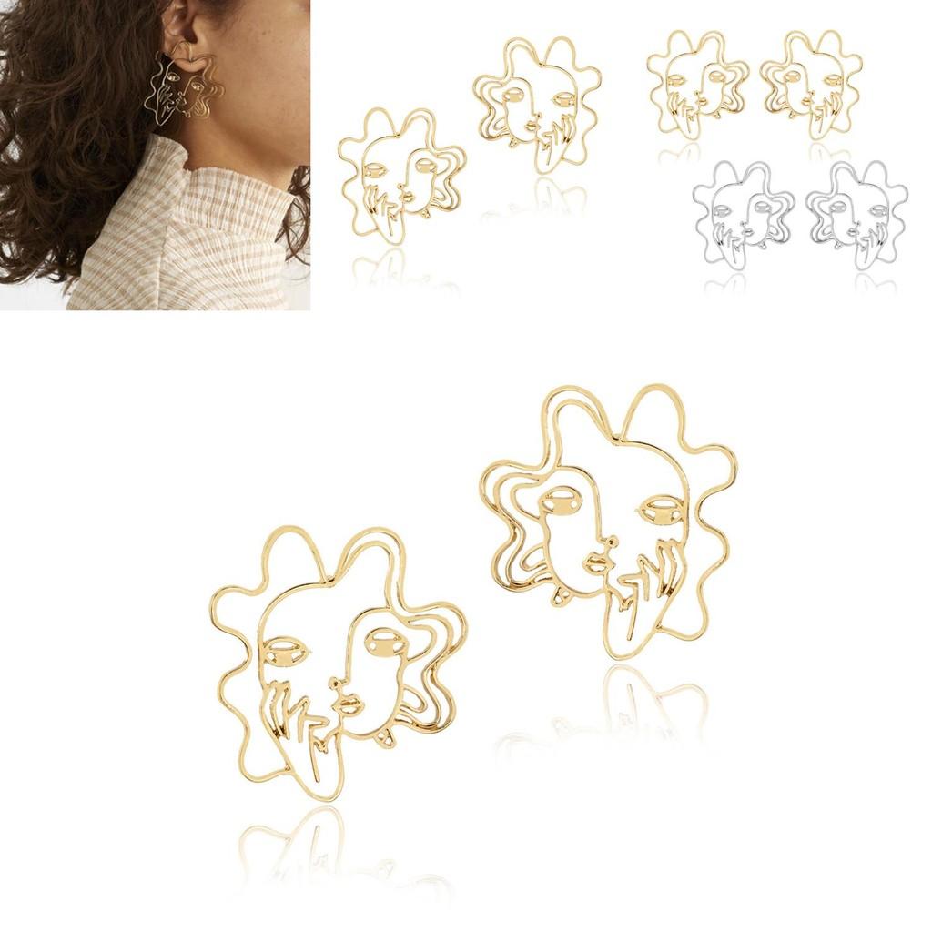 Contemporary Alloy Face Earrings Fashionable Minimalist Design For Women
