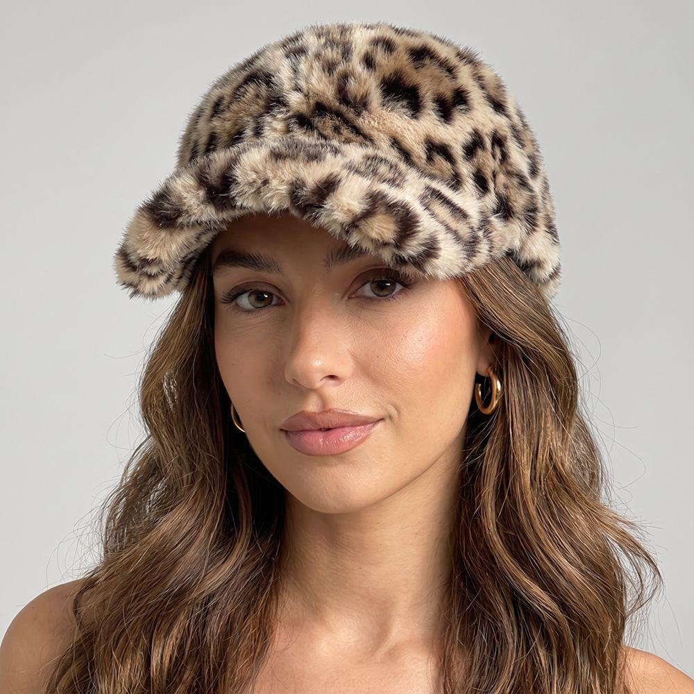 Thickened Leopard Baseball Cap Warm Faux Fur Hat Fashion Snapback Hats Sports