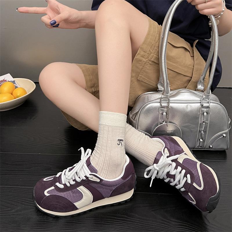 Retro contrasting color splicing platform German training shoes women's 2025 new mesh breathable foot small casual sports Forrest Gump shoes