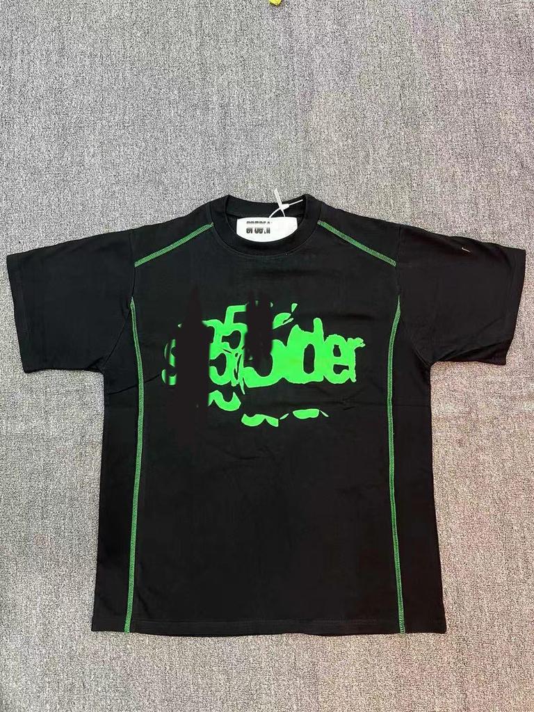 T-shirt Unisex con Stampa di Lettere in Schiuma Hip Hop Euro-Americano: Scollo Rotondo, Manica Corta, Design alla Moda