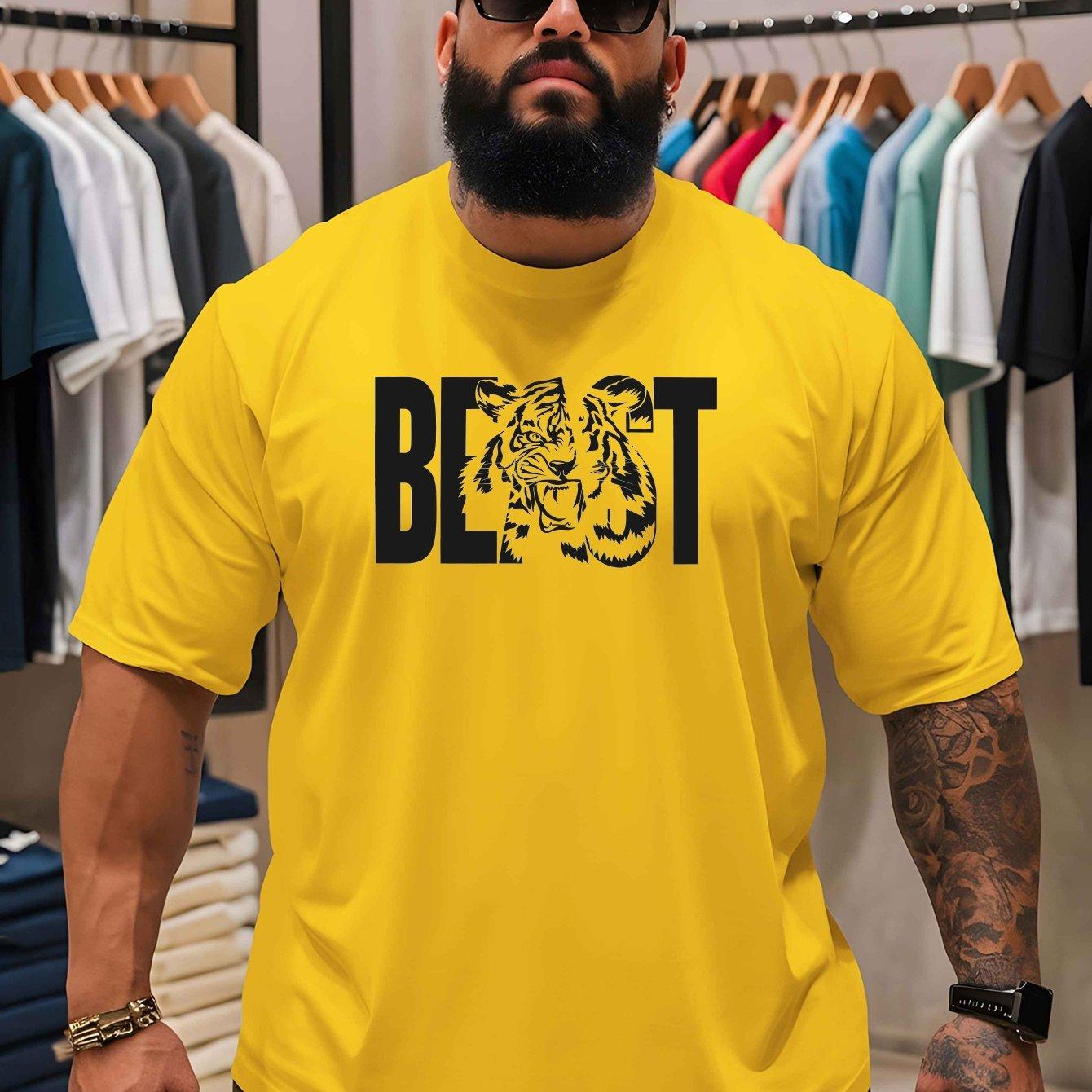 

Мужская хлопковая футболка с тигром Streetwear Спортивная Повседневная Черно-золотая Стиль посадки - Мужская летняя хлопковая футболка с принтом S разноцветный