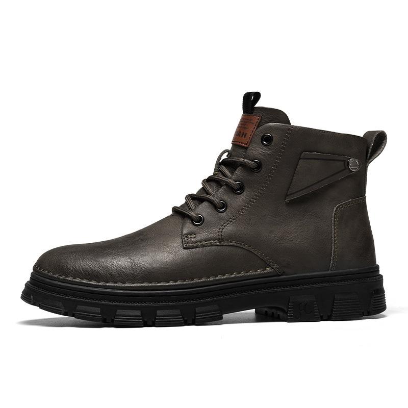 Autumn Men's Boots Are Comfortable High-top Martin Boots, New Retro Style, Heightened Platform-soled Motorcycle Toe Boots