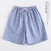 Spring, summer and autumn cotton gauze simple couple shorts thin loose men's Japanese home pajama pants air-conditioned pants comfortable