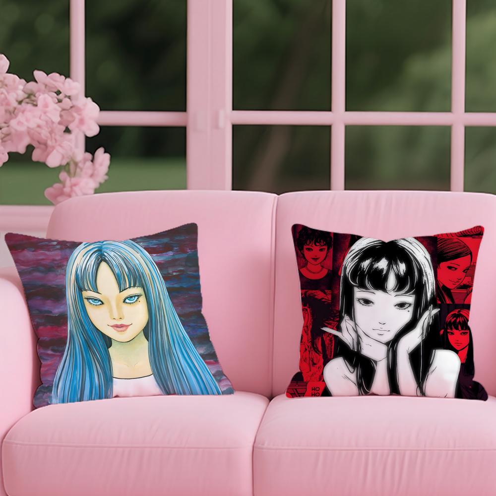 Tomie Cushion Cover Reversible Plush Pillow Cover – For car, sofa, bedroom, perfect as a gift.