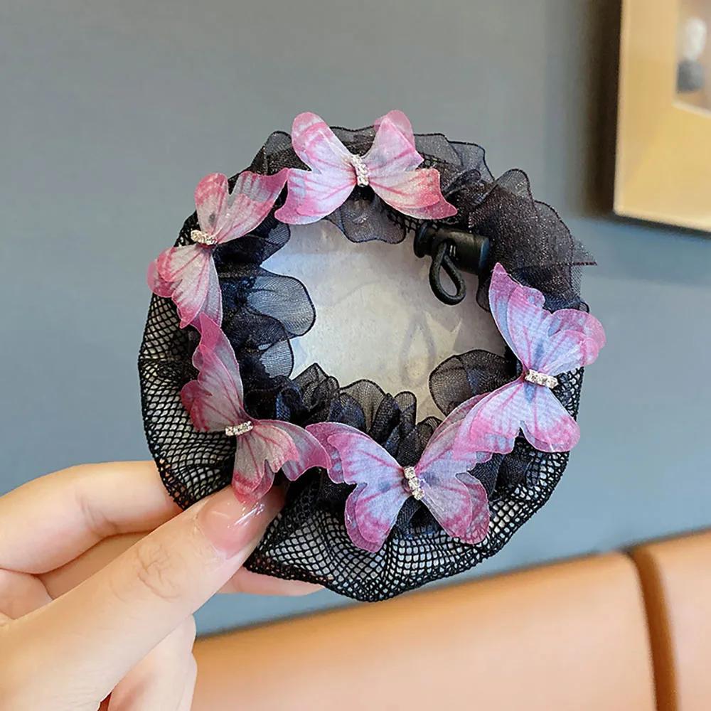 Ballet Latin Hair Net Cute Girls Bun Tool Daily Dance Grade Examination Butterfly Pearl Netting Hairnet Dance Accessories Kids
