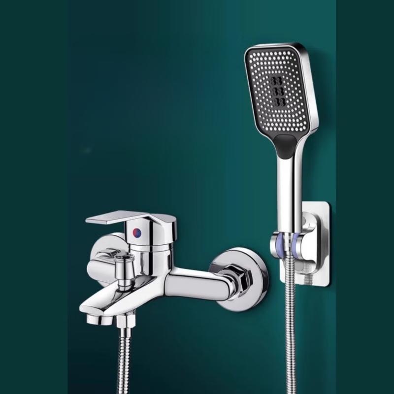 TLXT Black Wall-Mounted Shower Set