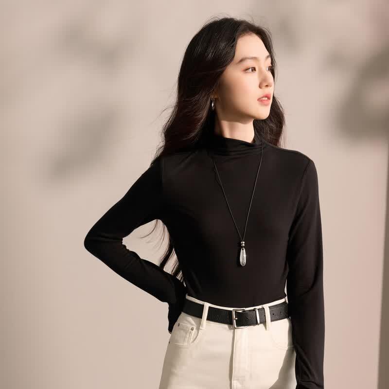 Sancai 2026 Autumn Half-High Collar Slim Fit T-shirt